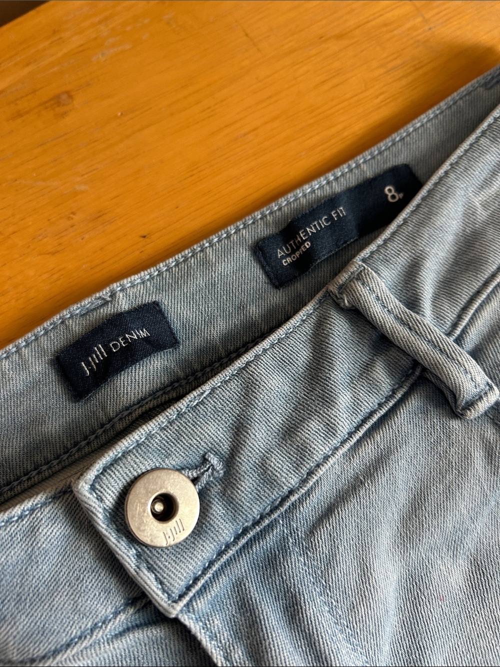 J. Jill Light Blue Cropped Frayed-Hem Jeans PETiTe 8 - Picture 7 of 7